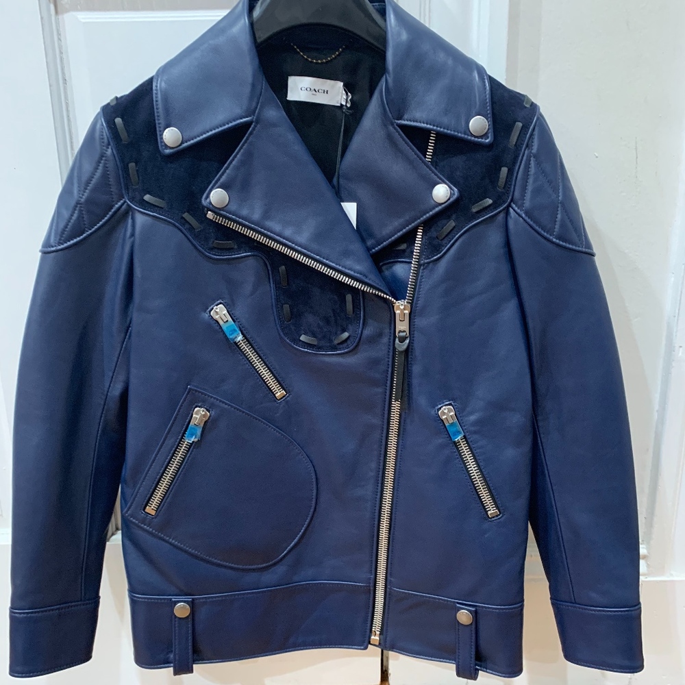 Coach Womens 0 Lamb Leather Western Moto Jacket